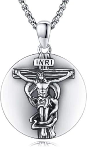 Jesus Necklace 925 Sterling Silver Jesus Christ Necklace Jesus Pendant Jesus Medal Necklaces Christian Amulet Jewelry Religious Gifts