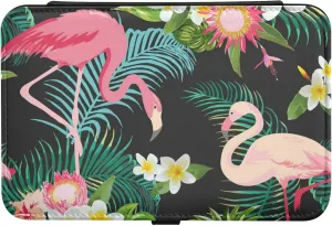 Jewelry Box Organizer Case Holder Display for Women Girls Travel Portable Jewelry Storage for Earrings Ring Necklace Bracelet Watch Small Flamingo Black