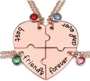 Jovivi Best Friends Forever and Ever Friendship Necklaces for 3/4,Alloy Heart Matching Puzzle Piece BBF Pendant Necklace Friendship Jewelry Birthday Gifts