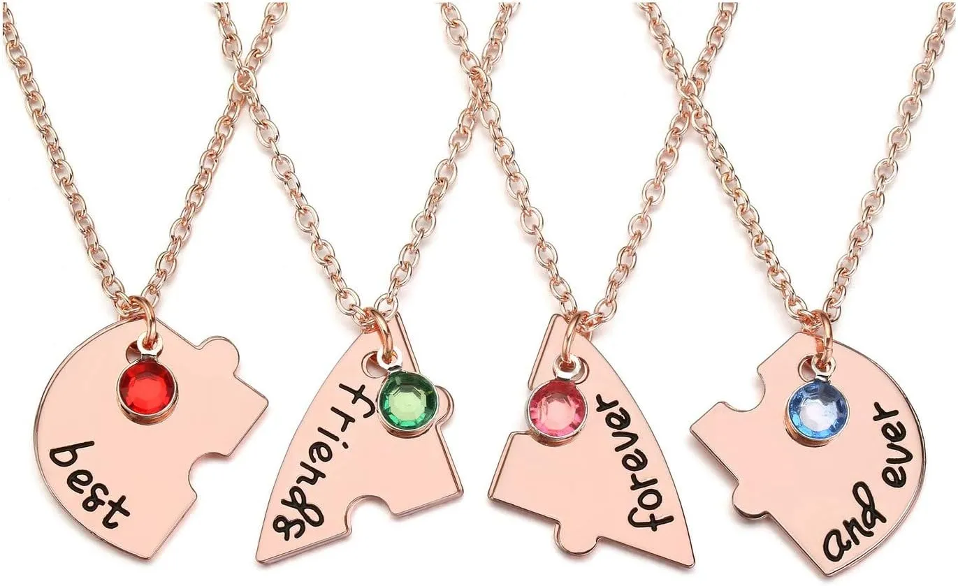 Jovivi Best Friends Forever and Ever Friendship Necklaces for 3/4,Alloy Heart Matching Puzzle Piece BBF Pendant Necklace Friendship Jewelry Birthday Gifts