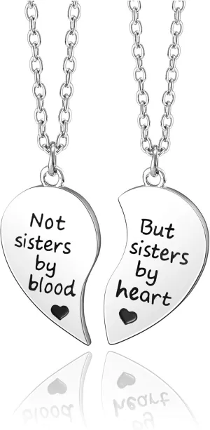 Jovivi Silver Tone Alloy BFF Necklace for 2-5 Best Friends Matching Heart Pendant Friendship Necklaces Women Jewelry Gift