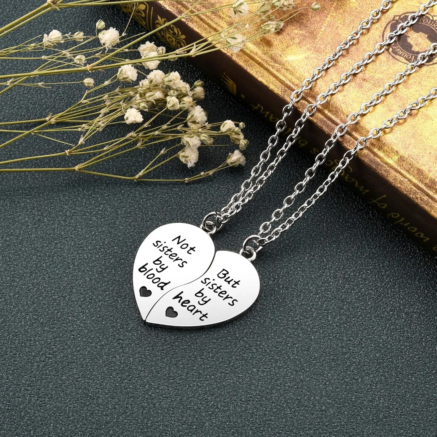 Jovivi Silver Tone Alloy BFF Necklace for 2-5 Best Friends Matching Heart Pendant Friendship Necklaces Women Jewelry Gift