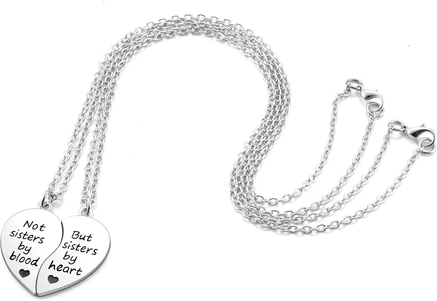 Jovivi Silver Tone Alloy BFF Necklace for 2-5 Best Friends Matching Heart Pendant Friendship Necklaces Women Jewelry Gift
