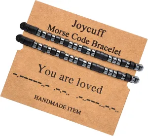 JoycuFF Morse Code Bracelets for Women Men Gifts for Her Him Mom Dad Daughter Sister Best Friend Funny Inspirational Bracelets for Women Jewelry Adjustable Silk Beaded Wrap Bracelet