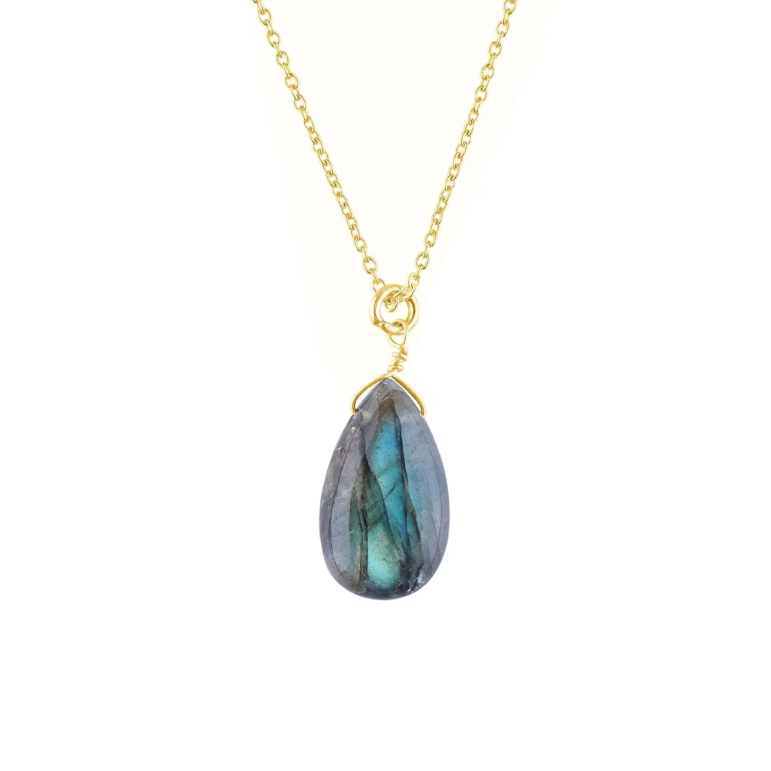 Labradorite Necklace, Healing Crystal Pear Gemstone Pendant Necklaces, Natural Spiritual Reiki Stone Jewelry for Women Girls Girlfriend