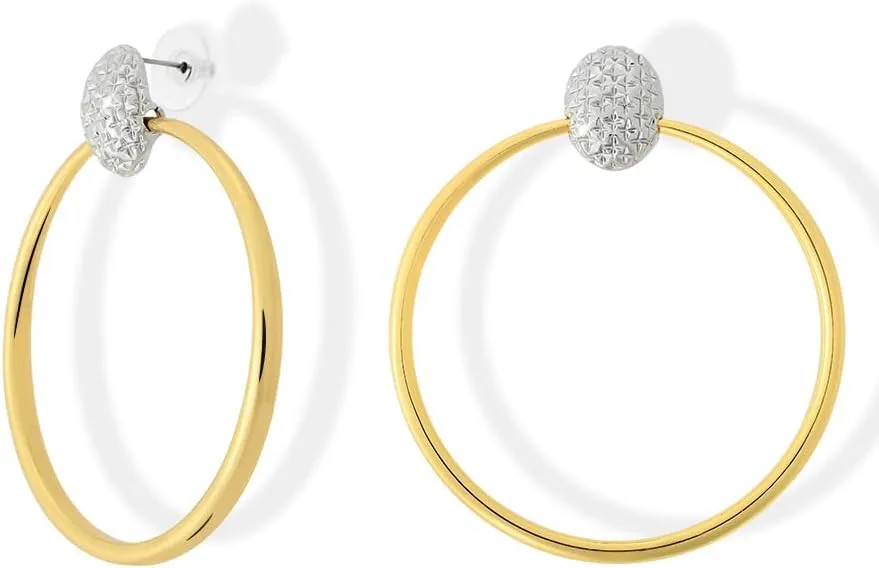 Large Thin Hoop Earrings - Big 18k Gold Plated Door Knocker Earings, Lightweight Minimalism Loop Earing, Statement Circle Stud Earings for Sensitive Pierced Earlobes