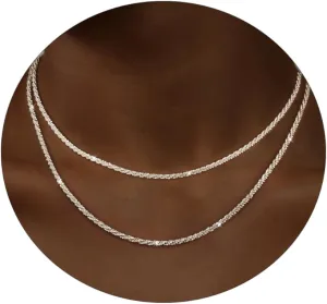 Layered Necklaces for Women,Dainty Silver Necklace Set Trendy Tennis Necklace Stackable Link Chain Statement Shining Layered Silver Necklace Jewelry for Gift