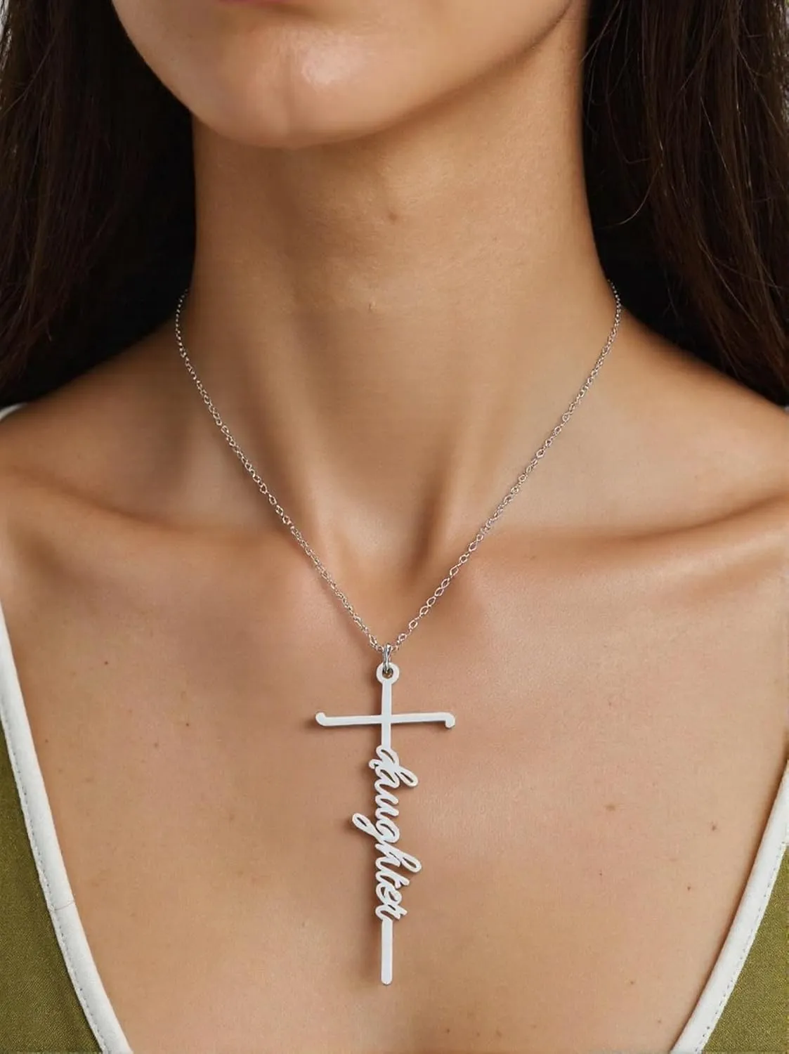 Lcbulu Faith Cross Necklace for Women - Stainless Steel Pendant Necklaces Religious Gifts for Women Christian Jewelry Gifts