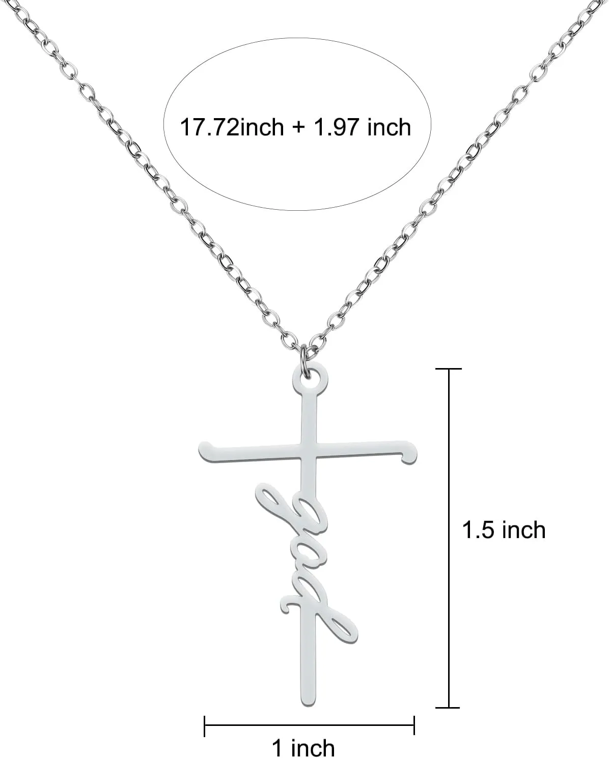 Lcbulu Faith Cross Necklace for Women - Stainless Steel Pendant Necklaces Religious Gifts for Women Christian Jewelry Gifts