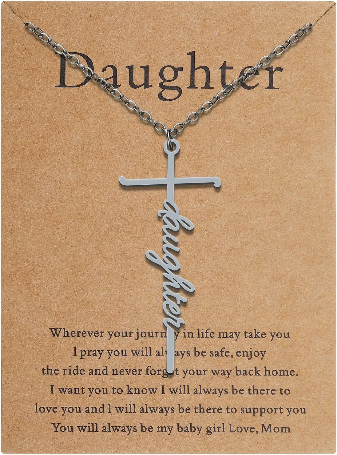 Lcbulu Faith Cross Necklace for Women - Stainless Steel Pendant Necklaces Religious Gifts for Women Christian Jewelry Gifts