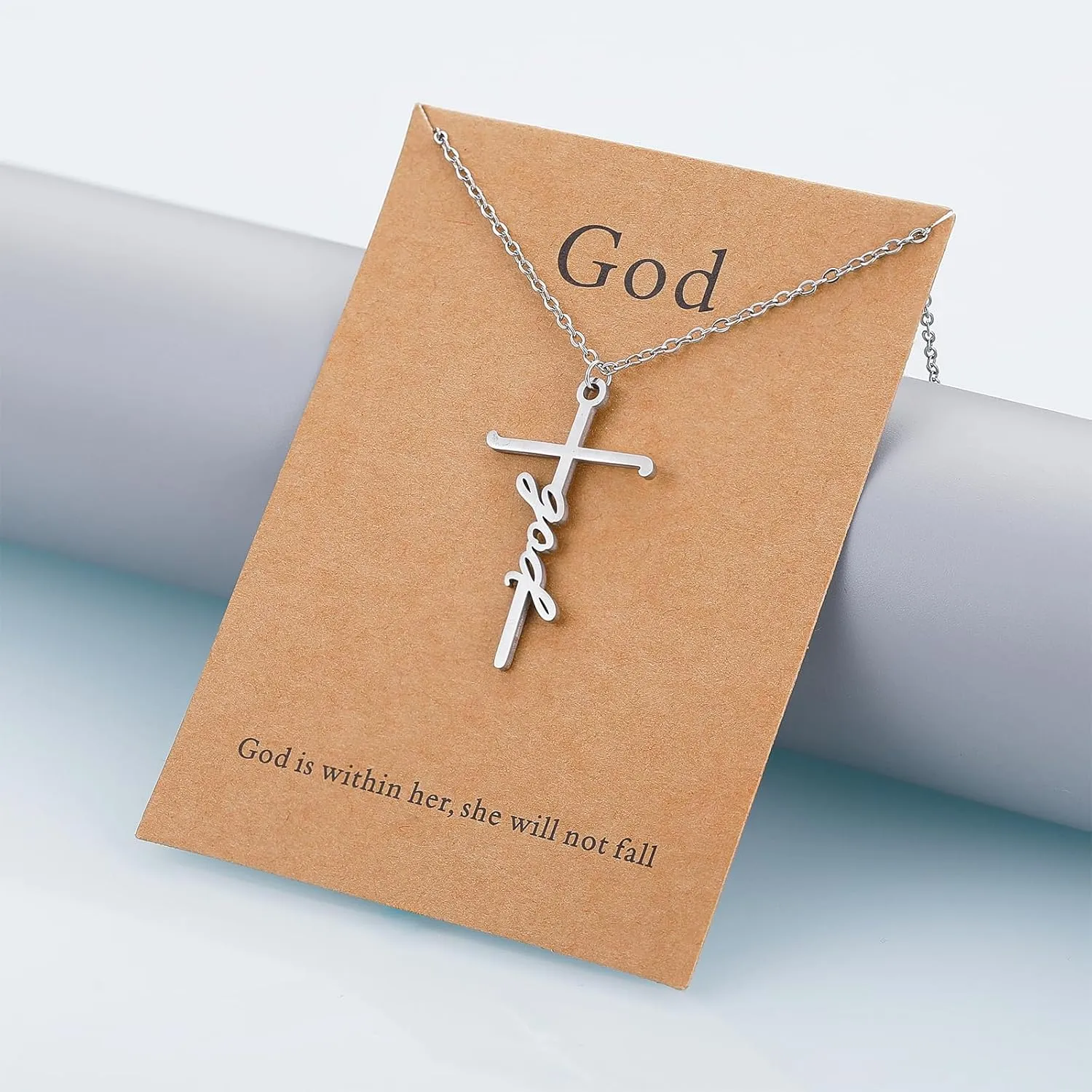 Lcbulu Faith Cross Necklace for Women - Stainless Steel Pendant Necklaces Religious Gifts for Women Christian Jewelry Gifts