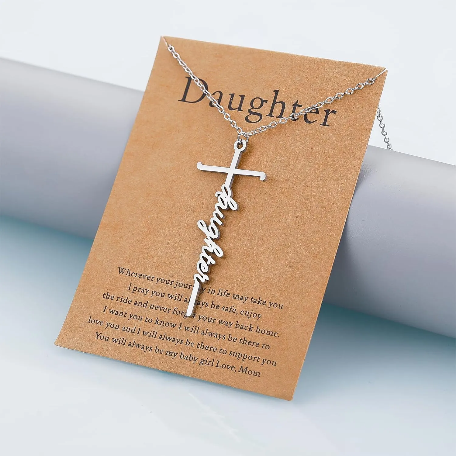 Lcbulu Faith Cross Necklace for Women - Stainless Steel Pendant Necklaces Religious Gifts for Women Christian Jewelry Gifts