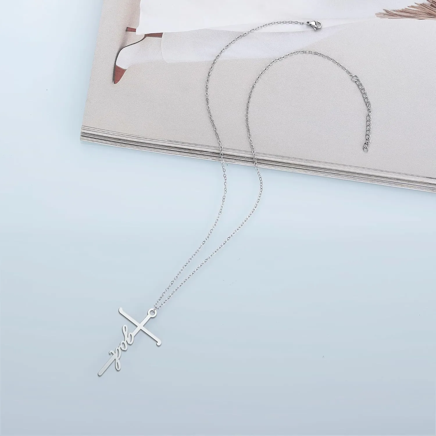 Lcbulu Faith Cross Necklace for Women - Stainless Steel Pendant Necklaces Religious Gifts for Women Christian Jewelry Gifts