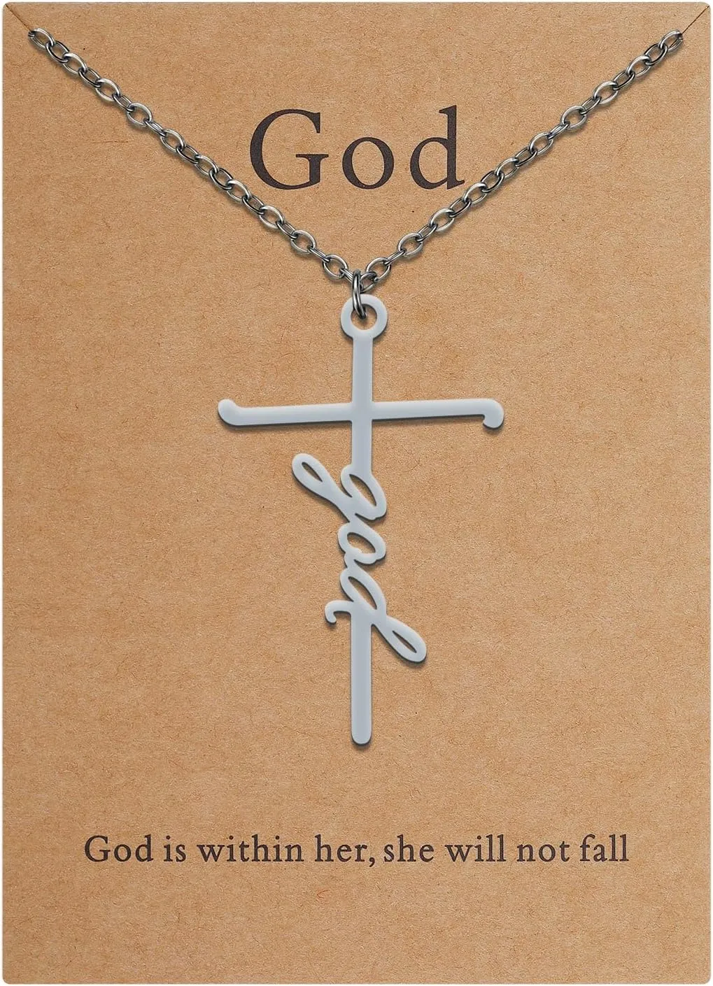 Lcbulu Faith Cross Necklace for Women - Stainless Steel Pendant Necklaces Religious Gifts for Women Christian Jewelry Gifts