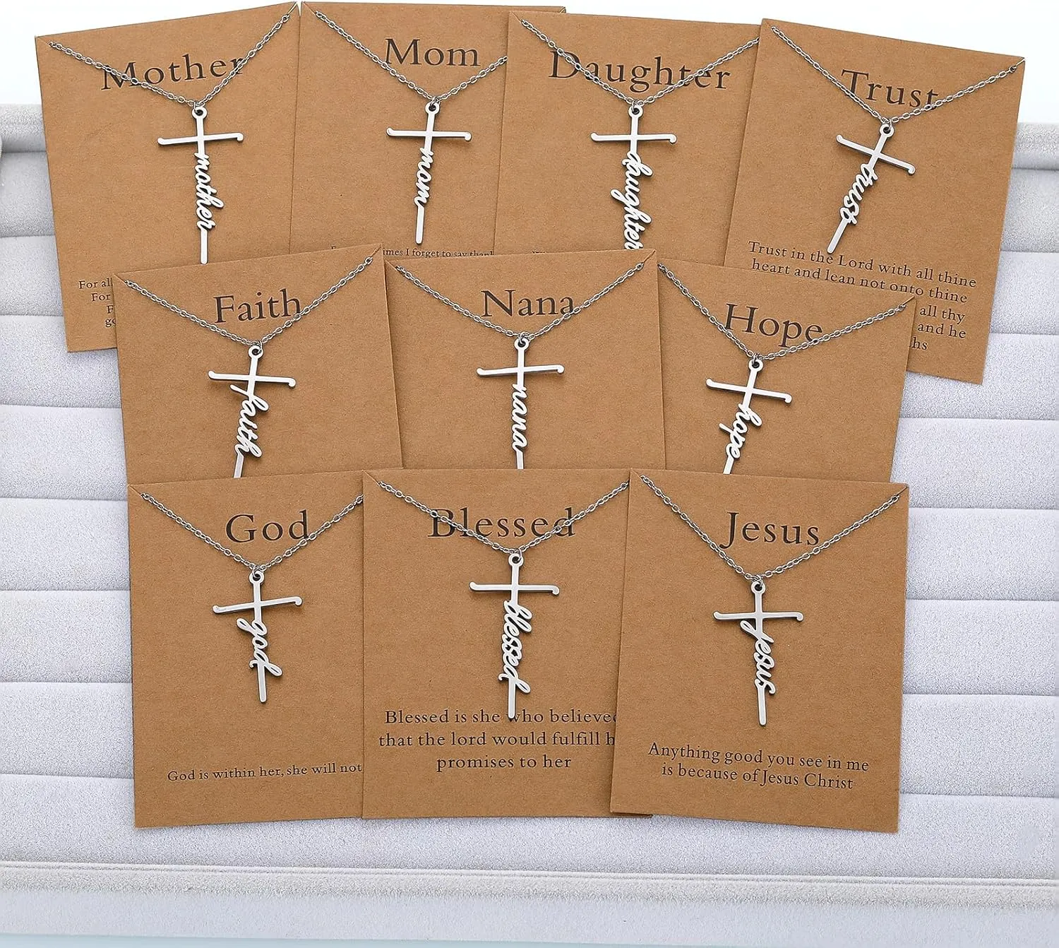 Lcbulu Faith Cross Necklace for Women - Stainless Steel Pendant Necklaces Religious Gifts for Women Christian Jewelry Gifts