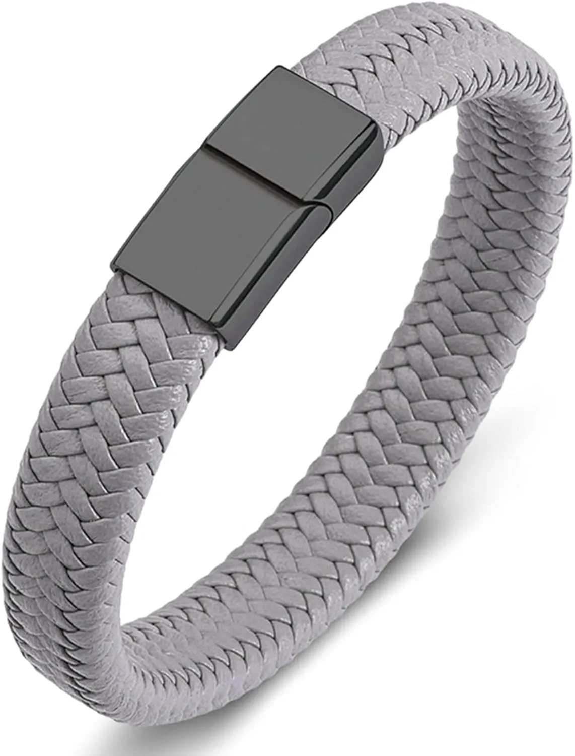 Leather Cuff Bracelet for Men, Gray Friendship Bracelet with Clasp, Simple Style Gothic Couples Bracelets for Husband