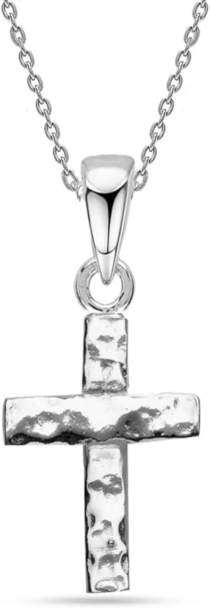 LeCalla 925 Sterling Silver Hammered Necklace for Women | Italian Handmade Hammered Texture Pendant Necklaces | Women's Adjustable Chain Necklace Pendant Jewelry Gift for Her