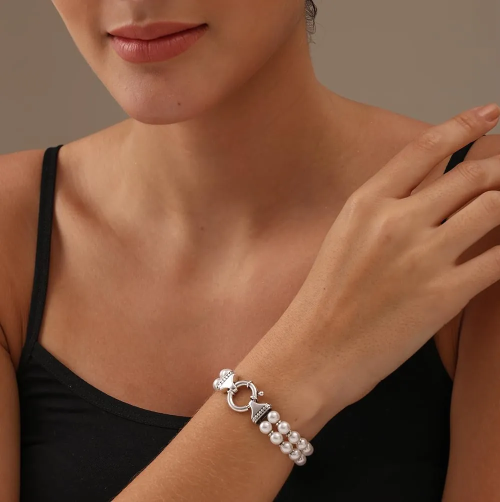 LeCalla Pearl Bracelets for Women in 925 Sterling Silver & 14K Gold-Plated Silver | Adjustable Pearl Bolo Bracelets | Handmade Sliding Chain Beaded Bracelet Jewelry Gifts for all Occasions