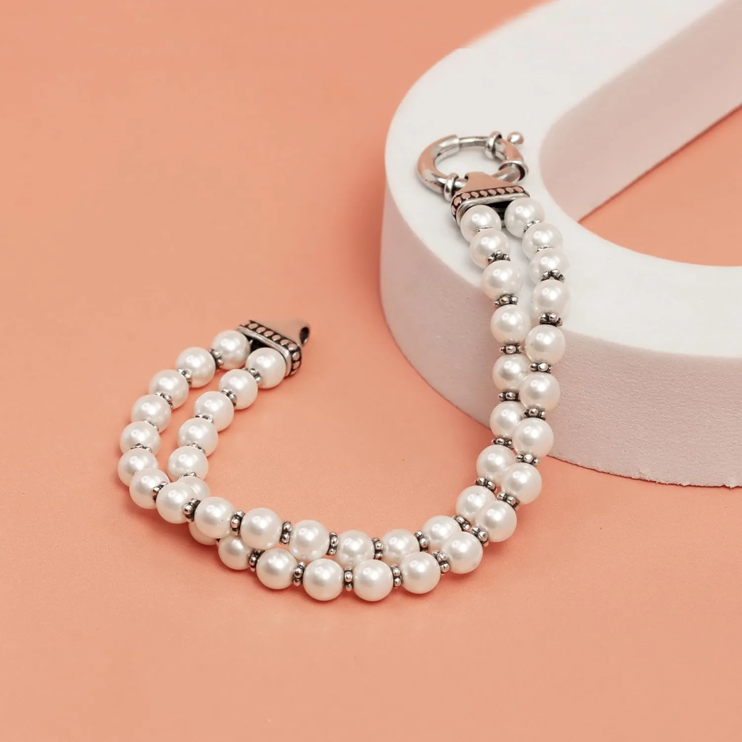 LeCalla Pearl Bracelets for Women in 925 Sterling Silver & 14K Gold-Plated Silver | Adjustable Pearl Bolo Bracelets | Handmade Sliding Chain Beaded Bracelet Jewelry Gifts for all Occasions