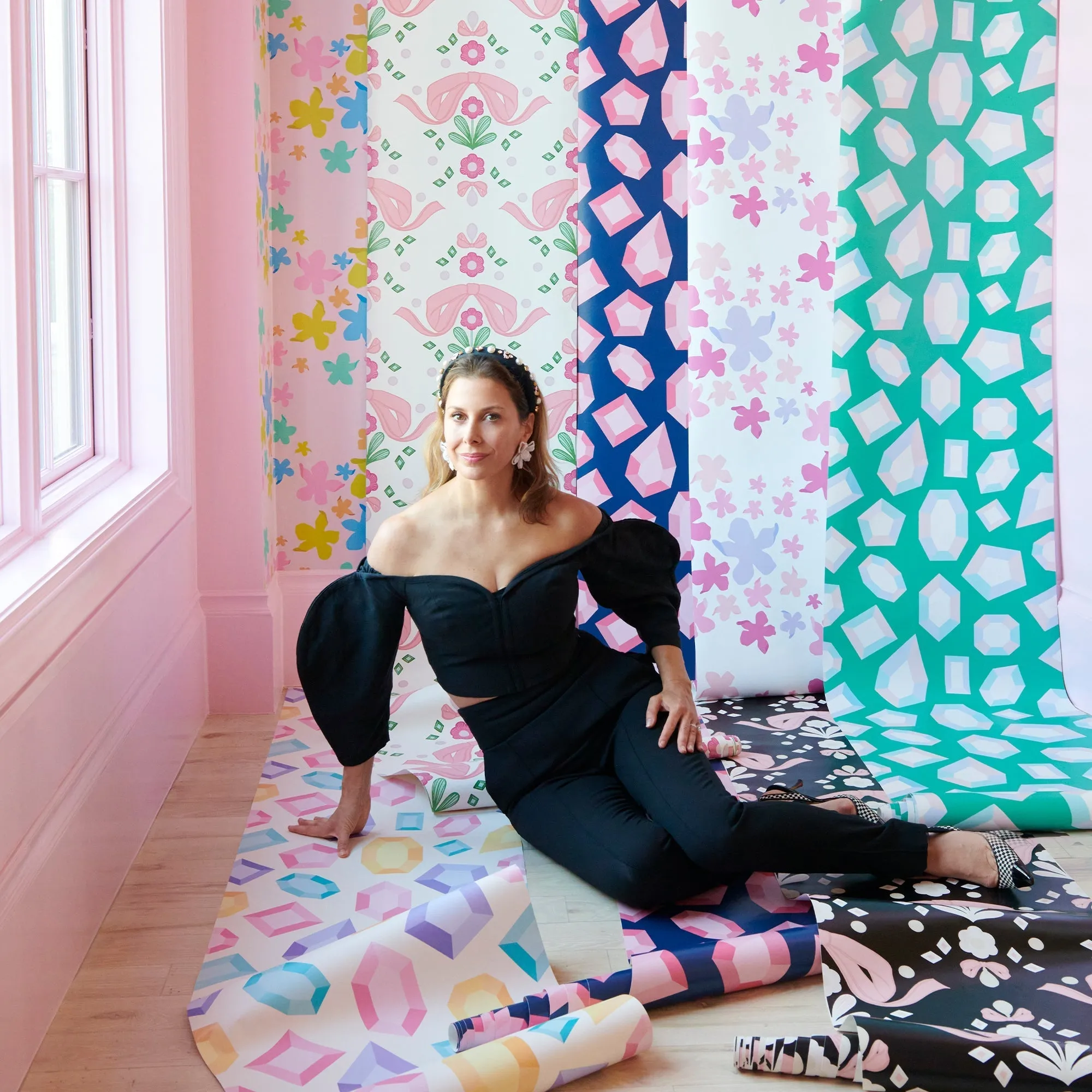 LELE SADOUGHI X NUWALLPAPER BY WALLPOPS® LELE LILLIES MULTI PEEL AND STICK WALLPAPER