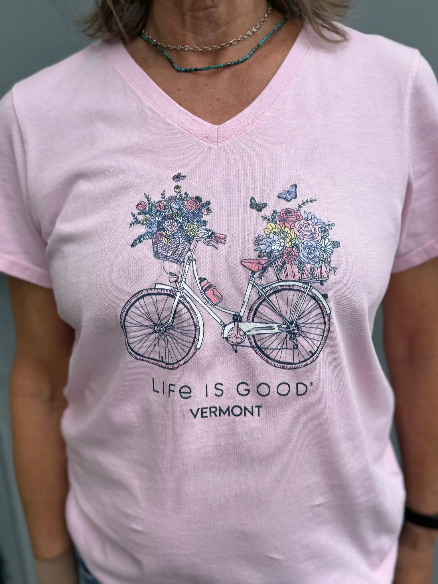 Life Is Good Women's Vermont Exclusive Bike Tee - Seashell Pink
