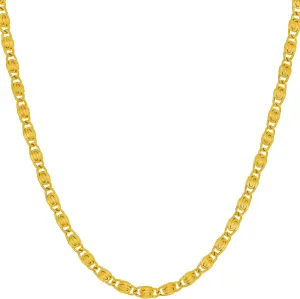 LIFETIME JEWELRY 3mm Scroll Chain Necklace for Women and Men 24k Real Gold Plated