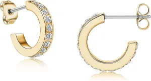 Limerencia Hypoallergenic G23 Pure Titanium Small Open C Hoop Earrings, F136 Implant Grade Lightweight Cubic Zirconia/Opal Cuff Huggie Earrings for Women Sensitive Ears