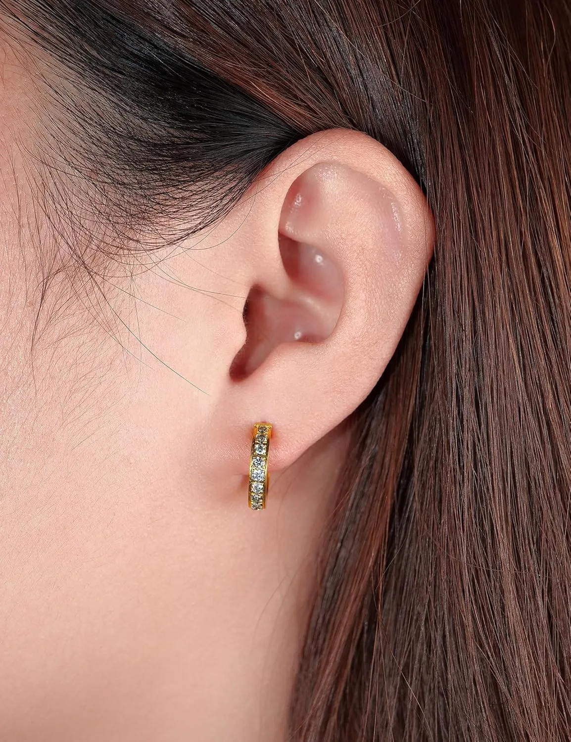 Limerencia Hypoallergenic G23 Pure Titanium Small Open C Hoop Earrings, F136 Implant Grade Lightweight Cubic Zirconia/Opal Cuff Huggie Earrings for Women Sensitive Ears