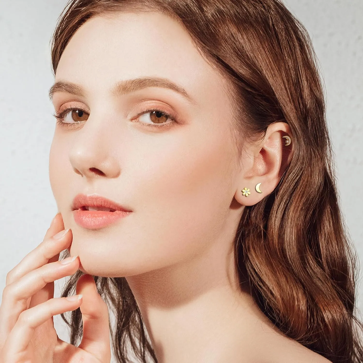 LOLIAS 24Pcs Cartilage Earrings for Women Men 20G Surgical Steel Flat Back Stud Earrings CZ Helix Conch Small Flatback Earrings Hypoallergenic Nap Earrings
