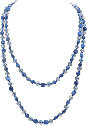 Long Beads Necklaces for Women Shell Crystal Beads 48" Long Rope Knot Necklace Costume Jewelry for Gifts
