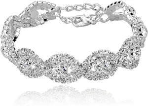 Long Way Women's Silver/Gold Plated Crystal Bracelets 6.7" 2.4"