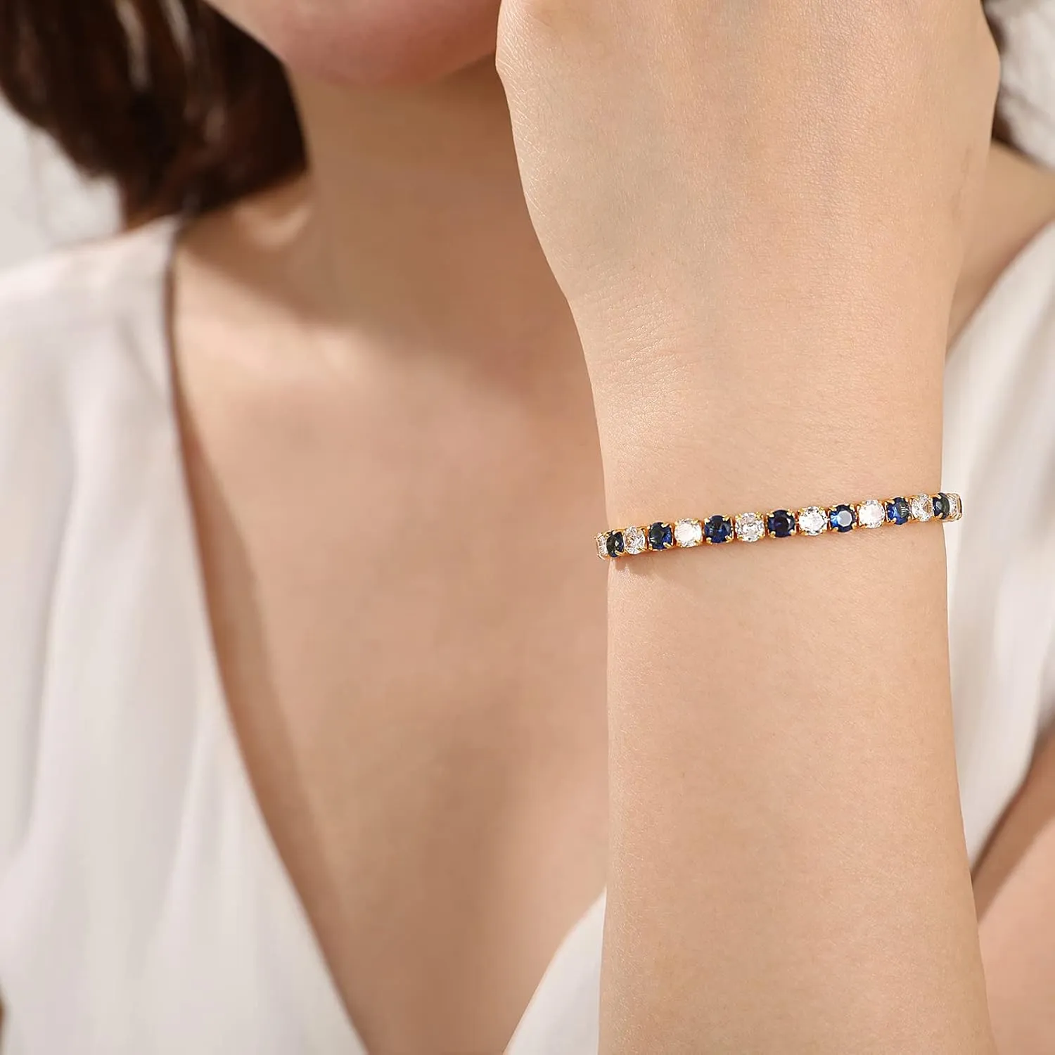 Lovans Tennis Bracelets for Women Cubic Zirconia Bracelet in Silver/Gold/Rose Gold Adjustable Bracelet in Size 3-9inch Fashion Jewelry Gifts