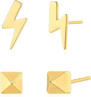 LOYATA Earring Stud Sets for Women 14K Gold Plated 925 Sterling Sliver Post Small Stud Earrings for Women Hypoallergenic Gold Trendy Jewelry for Women