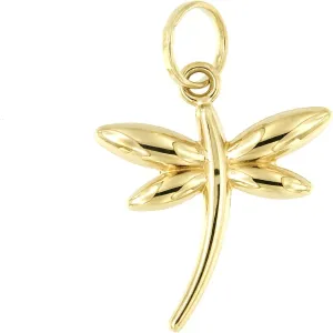 Lucchetta - Womens 14k Yellow Gold Dragonfly Pendant Charm - Symbol of Freedom & Change, Charms for Necklaces - Authentic Italian Jewelry from Italy