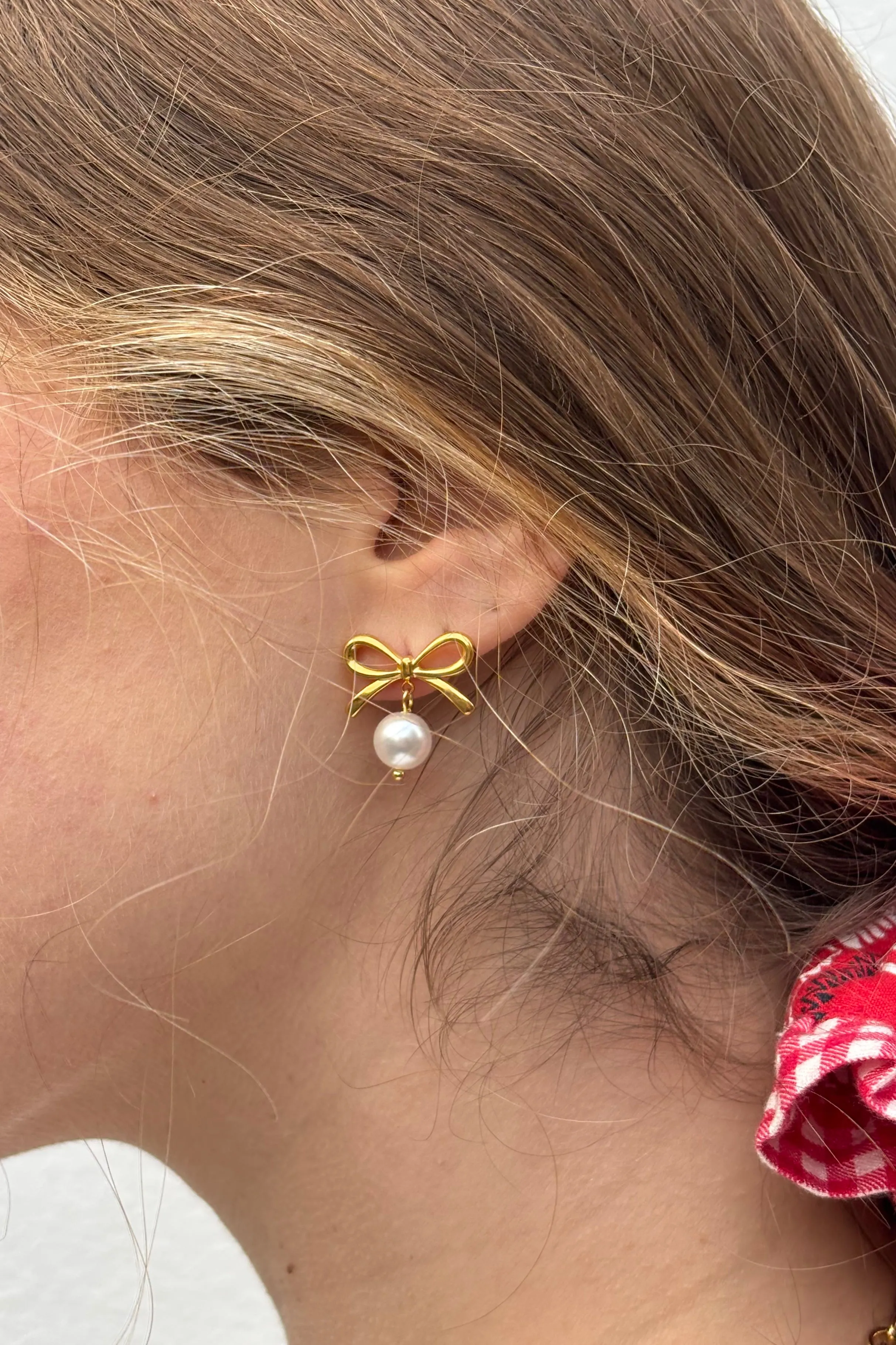 Lunar Pearl Bow Hoops