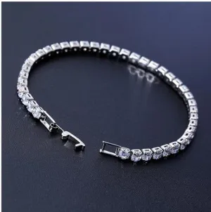 Luxury 4mm Cubic Zirconia Tennis Bracelets Iced Out Chain Crystal Wedding Bracelet for Women Men Silver Bracelet Jewelry Nice Design, as shown