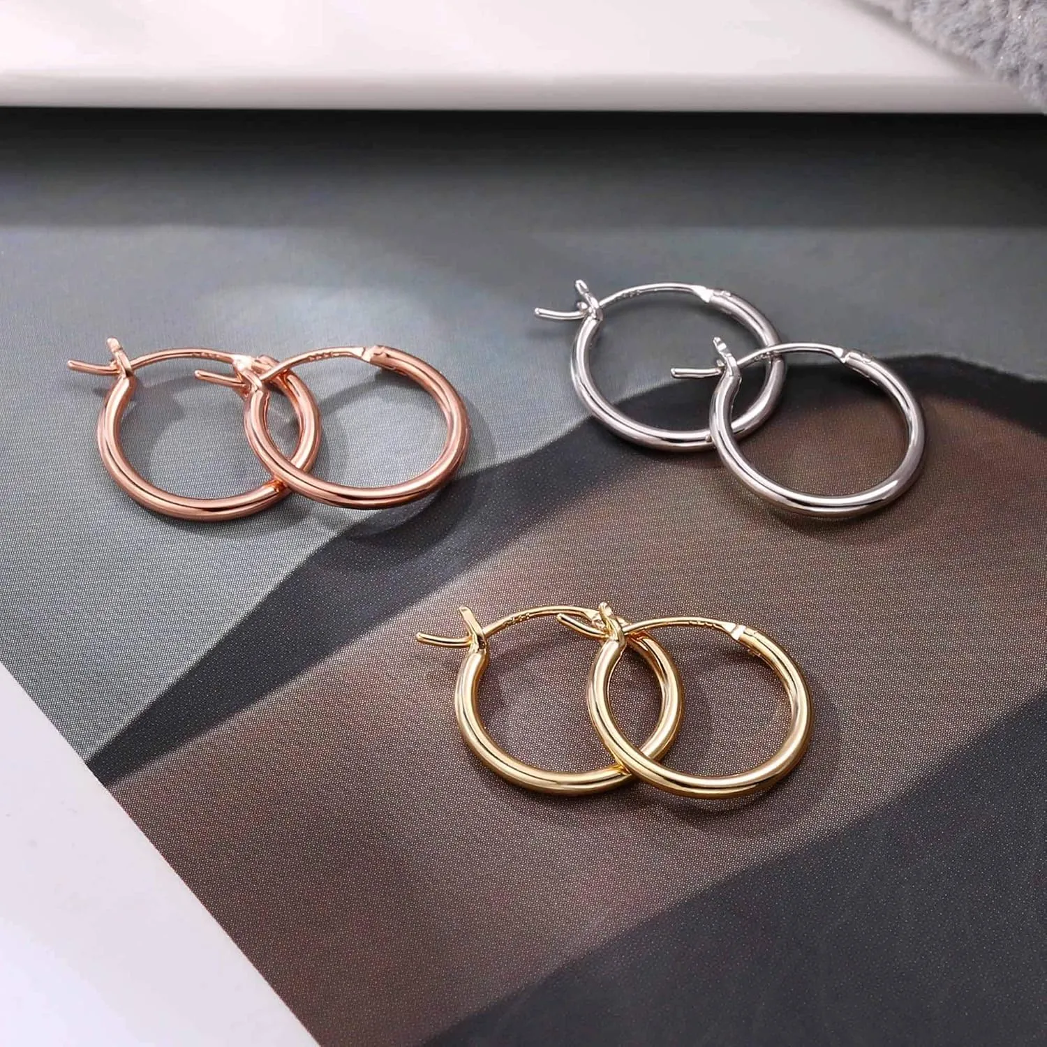 M MOOHAM Gold Hoop Earrings for Women - Hypoallergenic 14K Real Gold 925 Sterling Silver Post Sensitive Ears Nickel Free Hoops Earrings Set for Women Jewelry Lightweight 13-60mm