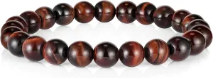 M MOOHAM Natural Stone Bracelets for Men - 8mm Tiger Eye, Matte Agate, Lava Rock - Teen Boys Gifts for Birthday, Anniversary, Christmas