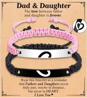 Matching Heart Bracelets for Father Dad Daughter Brother Sister Birthday Valentines Christmas Gifts