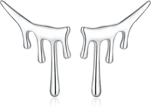 Melting Gold Plated Liquid Drip Ear Stud Earrings for Women, Irregular Water drop Modern Trendy Earrings,Sterling Silver Post Mixmatch Dripping Earrings,Unique Statement Jewelry
