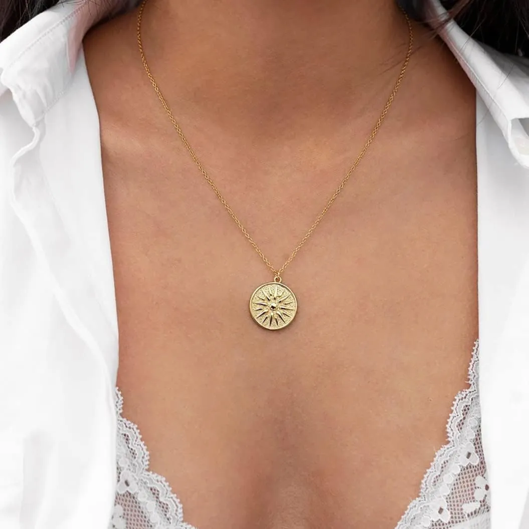 MIDEEO 14K Gold Leaf Pendant Necklaces for Women Dainty Sun Coin Choker Medallion Moon Star Necklace Minimalist Jewelry