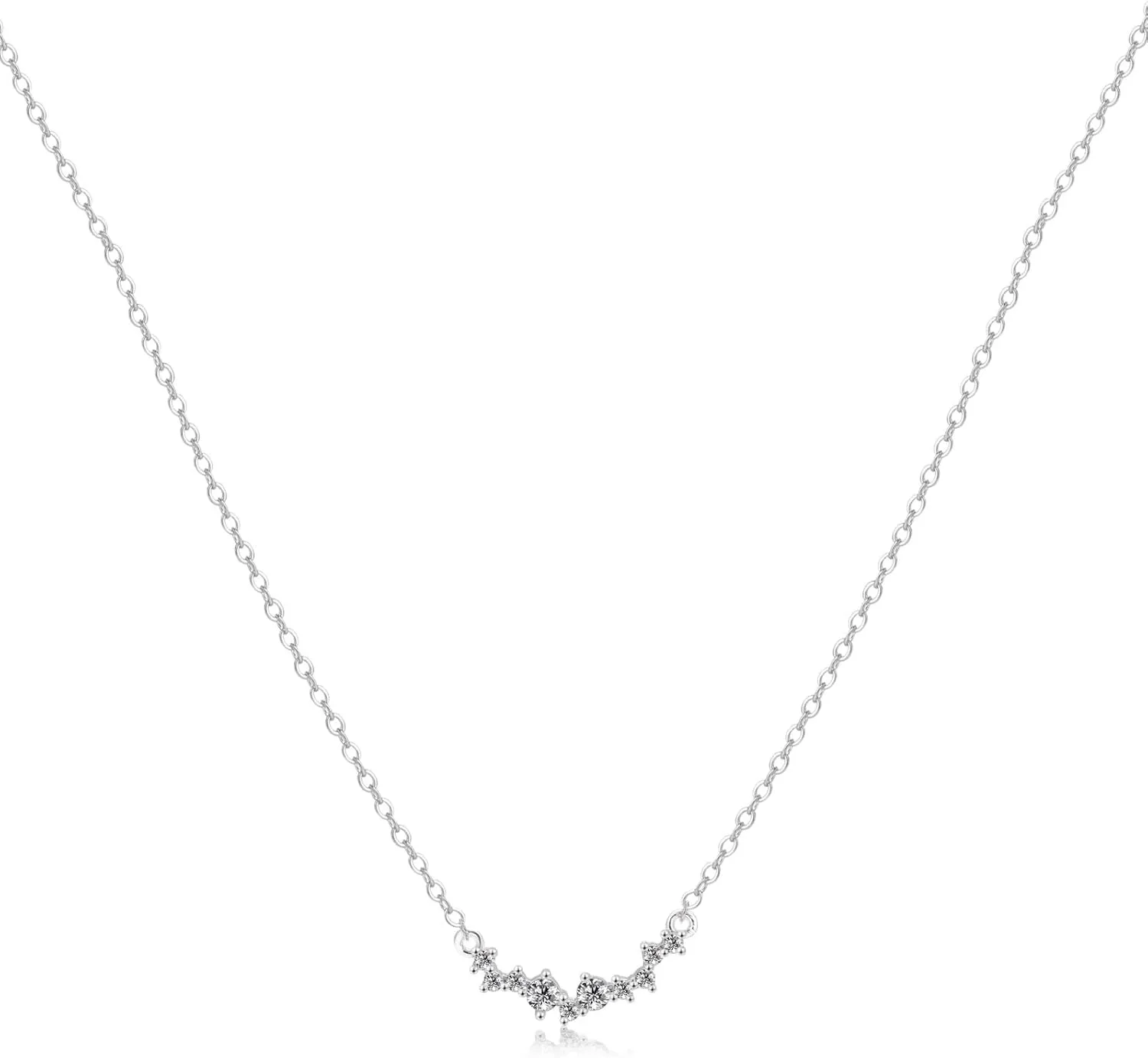 MIDEEO CZ Diamond Necklace for Women Dainty Layered Cubic Zirconia Solitaire Pendant Necklace Gold Plated Waterdrop Shape Square Emerald Green CZ Simulated Diamond Bridesmaid Necklace