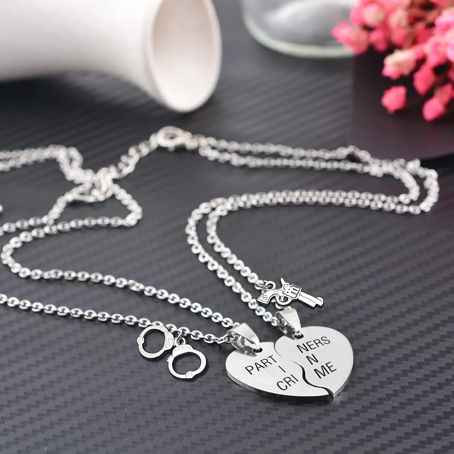 MJartoria Best Friend Necklaces BFF Necklace for 2 Friendship Valentines Day Gifts Matching Heart Pendant Necklace Best Friends Forever