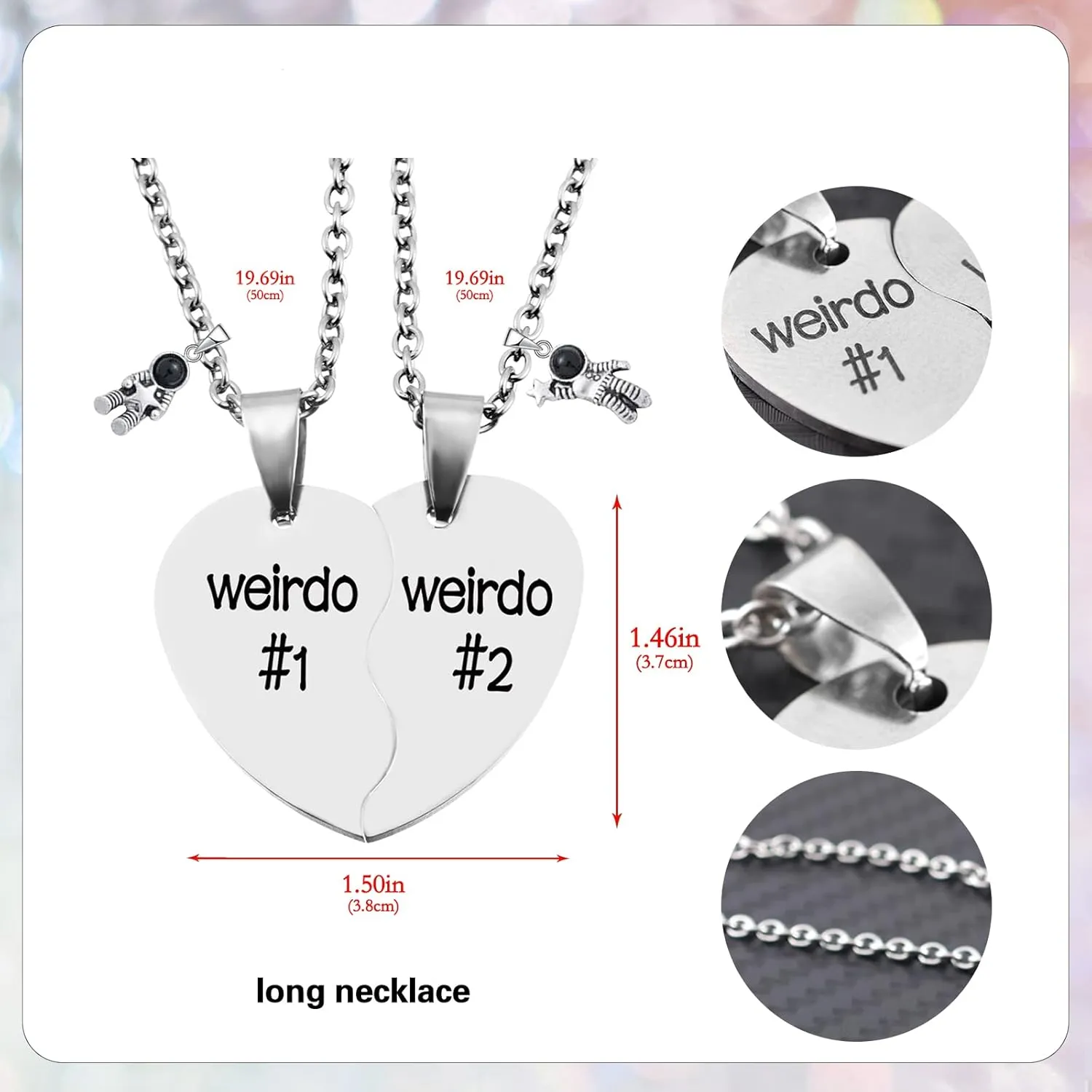 MJartoria Best Friend Necklaces BFF Necklace for 2 Friendship Valentines Day Gifts Matching Heart Pendant Necklace Best Friends Forever