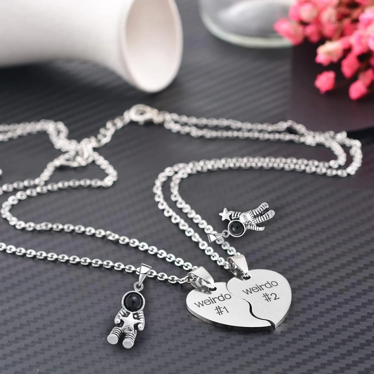 MJartoria Best Friend Necklaces BFF Necklace for 2 Friendship Valentines Day Gifts Matching Heart Pendant Necklace Best Friends Forever