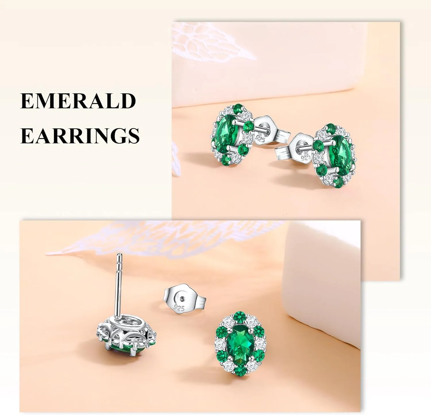 Moissanite Stud Earrings for Men Women, 1.4-2.4ct 14K White Gold Plated Sterling Silver Post D Color VVS Heart/Princess/Round Cut Lab Created Diamond Earrings