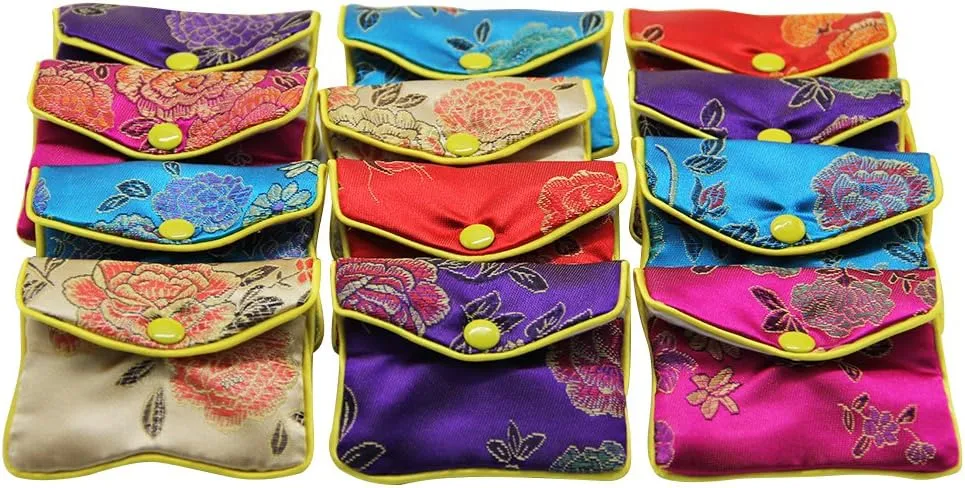 MorTime Jewellery Jewelry Silk Purse Pouch Gift Bags, Multiple Colors, Pack of 12, 43.15in, Medium