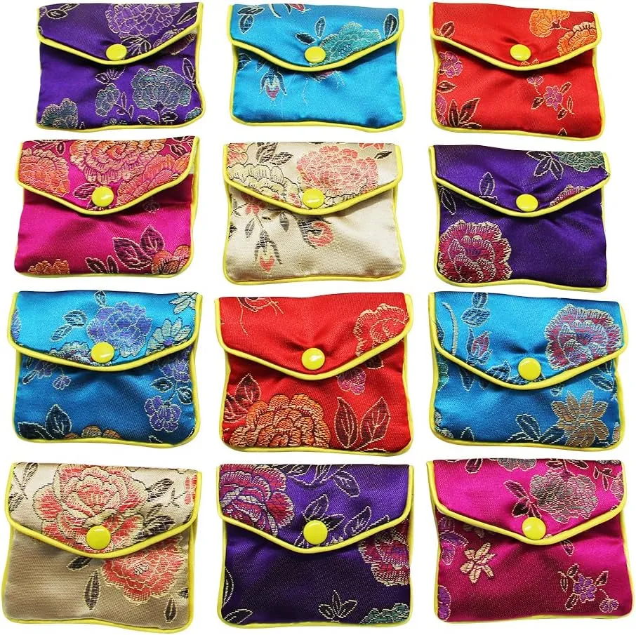 MorTime Jewellery Jewelry Silk Purse Pouch Gift Bags, Multiple Colors, Pack of 12, 43.15in, Medium