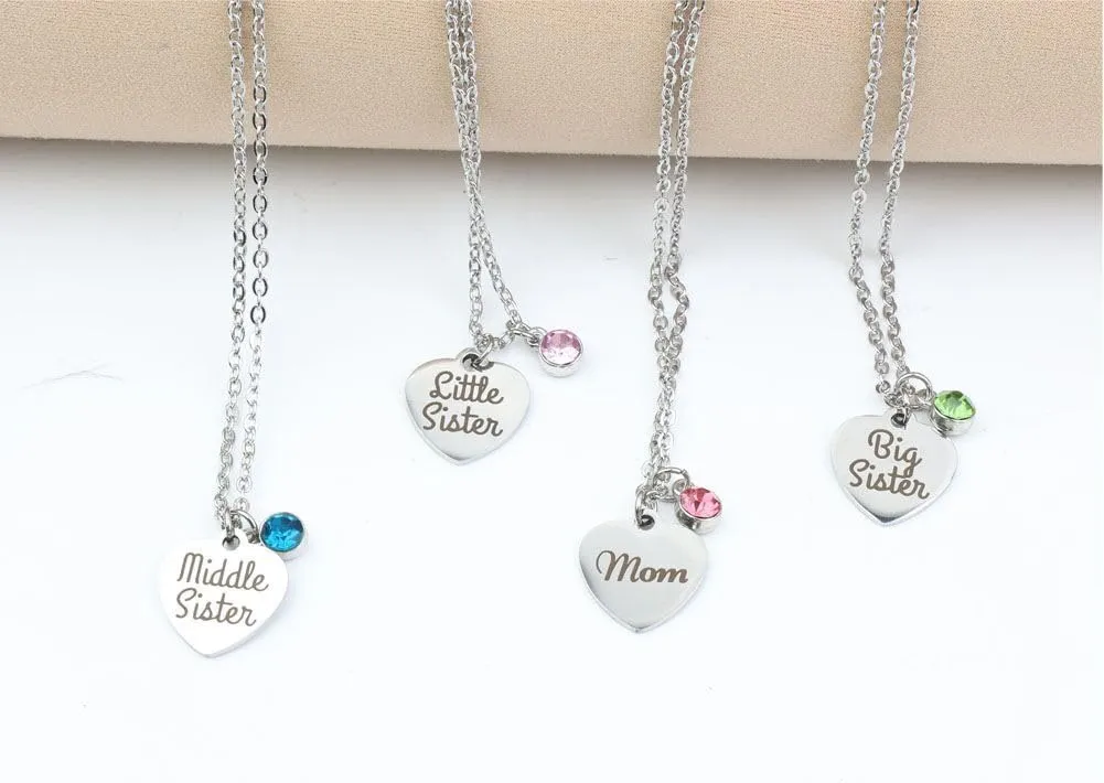 Mother Daughter Necklace Gift Set,Big Sis Middle Sis Lil Sis Mom Jewelry Necklace,Best Friends Necklaces