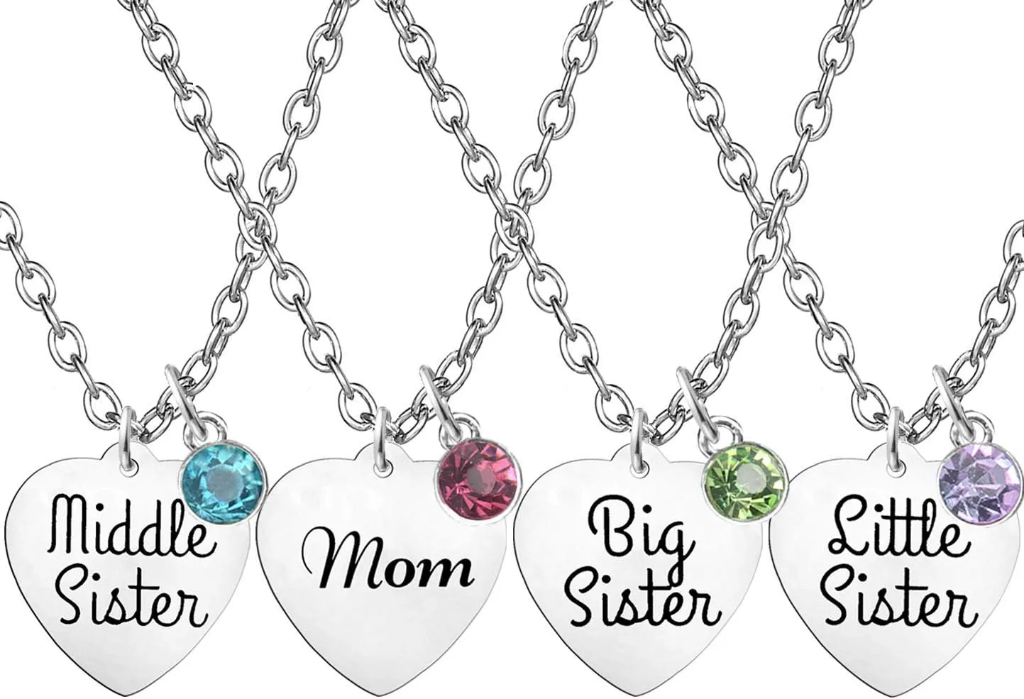 Mother Daughter Necklace Gift Set,Big Sis Middle Sis Lil Sis Mom Jewelry Necklace,Best Friends Necklaces